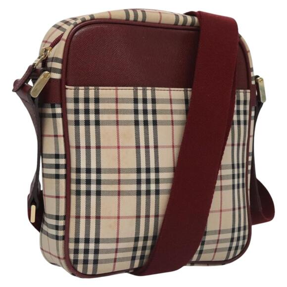 Burberry Nova Check Shoulder Bag Canvas Beige Red - Picture 1 of 16